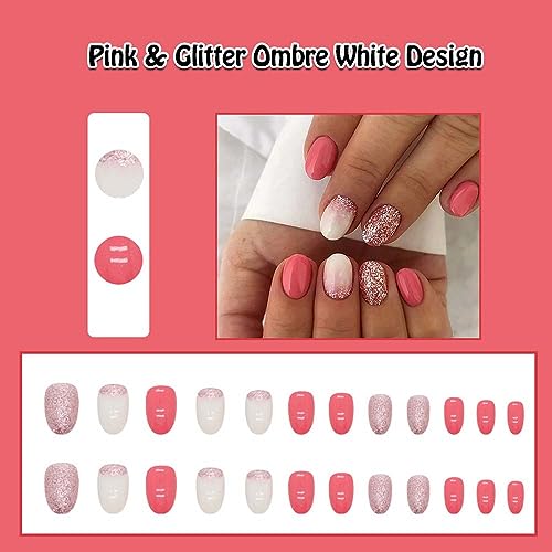 Medium Size Oval Ombre Acrylic Nail Set - Image 2