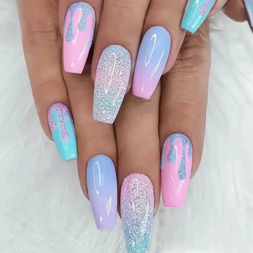 Short Pink Coffin Acrylic Nails
