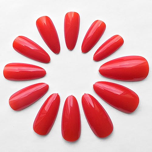 Red Almond Acrylic Nails - Image 2