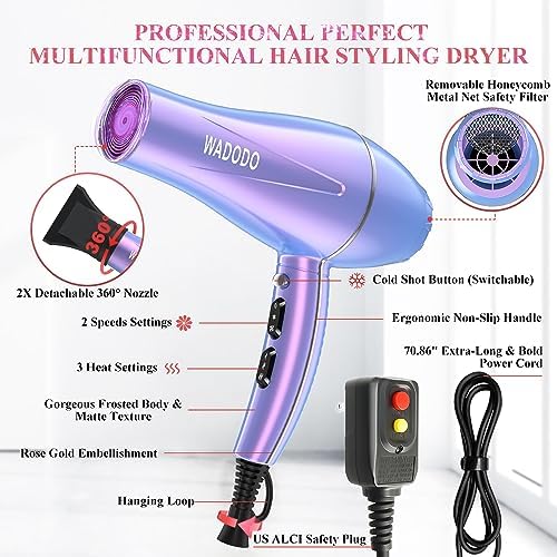 Vibrant Rainbow Hair Dryer 1875W High-Powered Fast Drying for Smooth Salon Finish - Image 3