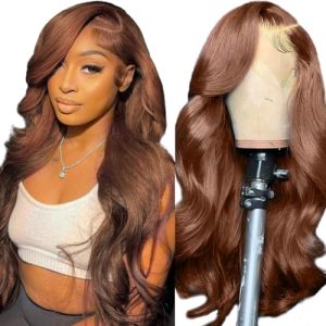 Brown human hair wig.