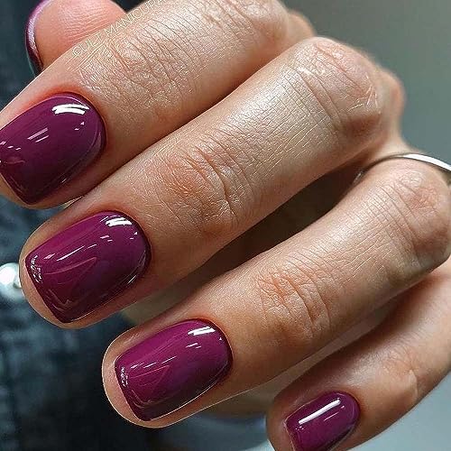 Short Dark Purple Acrylic Nails