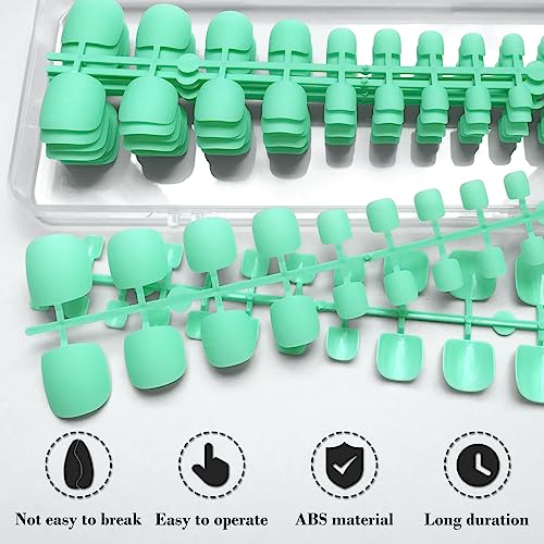 Matte Dark Green Acrylic Nails - Image 4