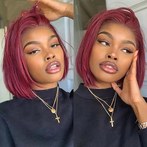 Dark Red Human Hair Wig - Image 8
