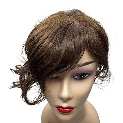 Natural Human Hair Topper for Women - Short, Stylish, Easy Wear, Natural Brown - Image 2