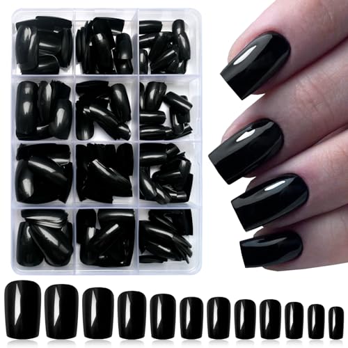 Black Square Acrylic Nails