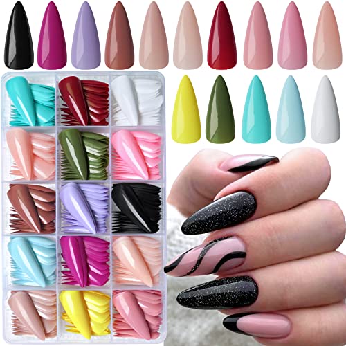 Acrylic Nails with Colored Tips