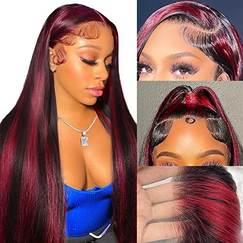 Ombre Red Human Hair Wig
