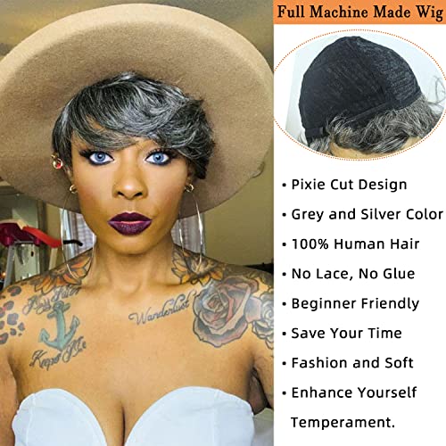 Gray human hair wig, short length. - Image 3