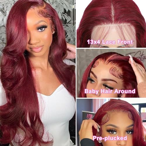 Dark Red Human Hair Wig - Image 3