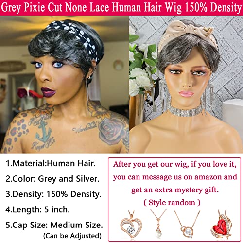 Gray human hair wig, short length. - Image 4