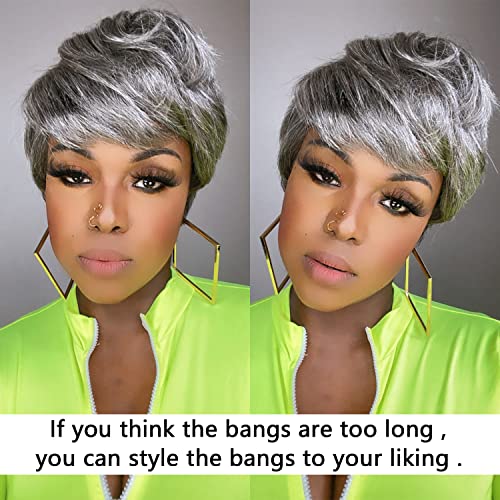 Gray human hair wig, short length. - Image 5