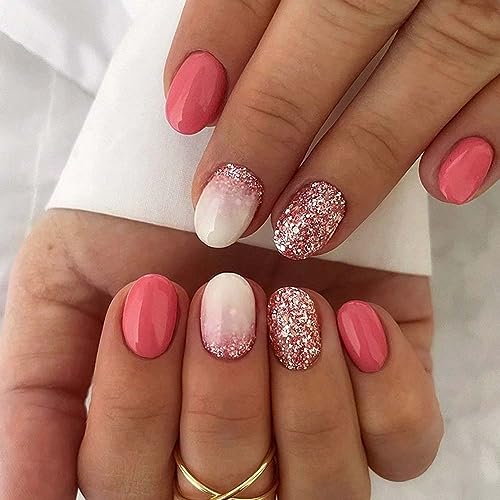 Medium Size Oval Ombre Acrylic Nail Set