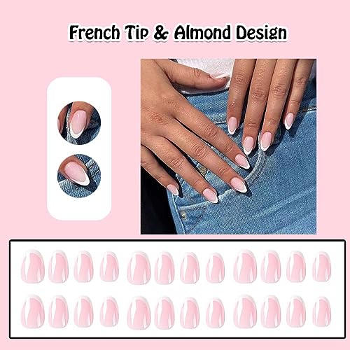 French Manicure on Oval Acrylic Nails - Image 2
