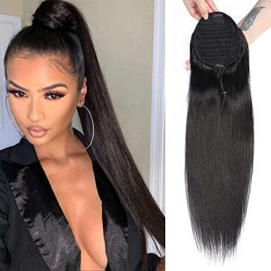 Human hair drawstring ponytails for easy styling.