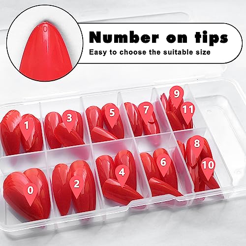 Red Almond Acrylic Nails - Image 5