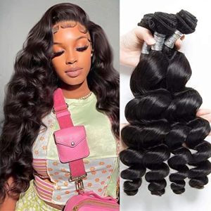 Human hair in loose deep style.