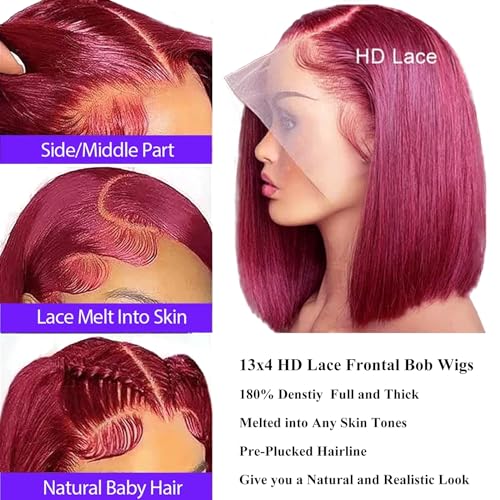 Dark Red Human Hair Wig - Image 3