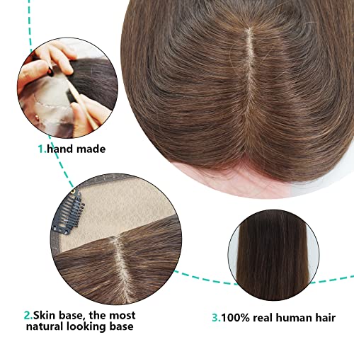 18 Inch Silk Base Natural Human Hair Topper for Seamless Hair Enhancement - Image 3