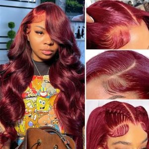Dark Red Human Hair Wig