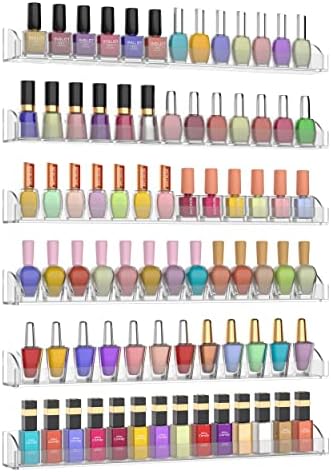 24 Capacity Wall-Mounted Nail Polish Rack for Organized Display