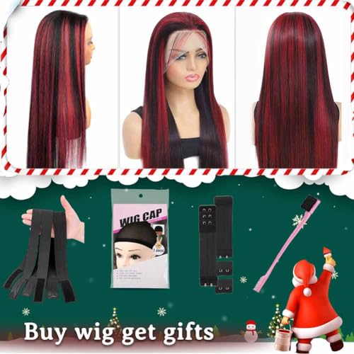 Ombre Red Human Hair Wig - Image 3