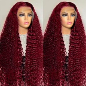Dark Red Human Hair Lace Front Wig