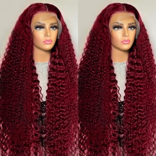 Dark Red Human Hair Lace Front Wig