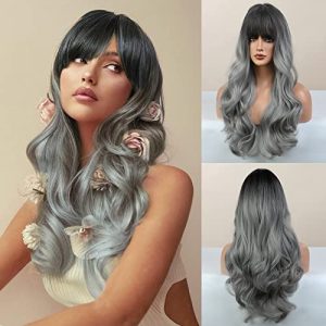 Grey Ombre Human Hair Wig for Women, 20 Inch, Natural Look & Feel