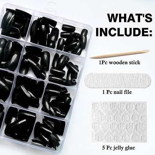 Black Square Acrylic Nails - Image 4