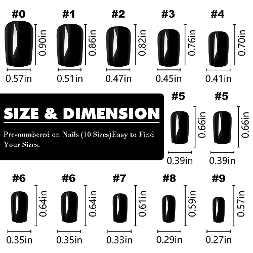 Black Square Acrylic Nails - Image 3
