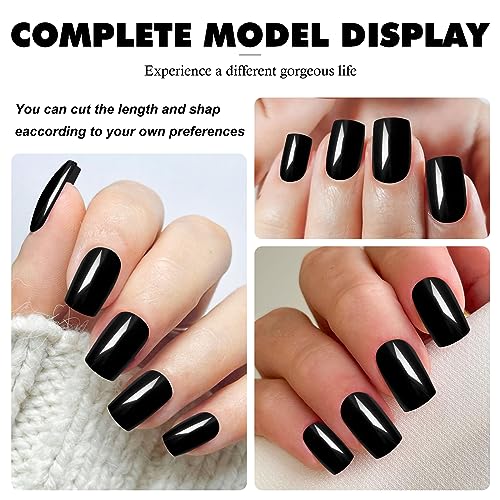 Black Square Acrylic Nails - Image 6