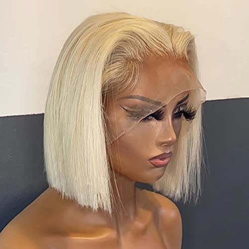 Blonde Short Human Hair Wig for Women, Natural Look, Lightweight, Comfortable, 10 Inch