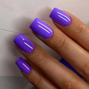 Blue coffin acrylic nails for a royal touch.