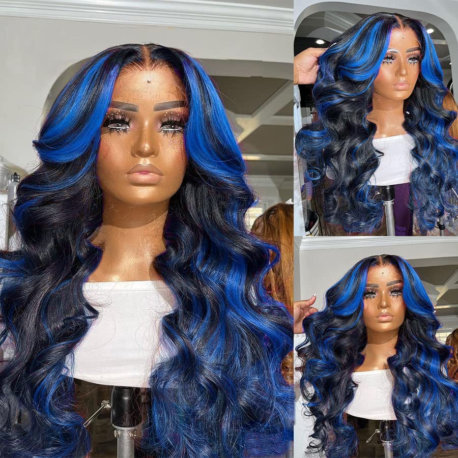 Blue human hair wig, dark shade. - Image 2