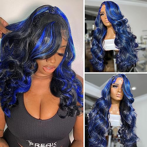 Blue human hair wig, dark shade. - Image 3