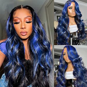 Blue human hair wig, dark shade.