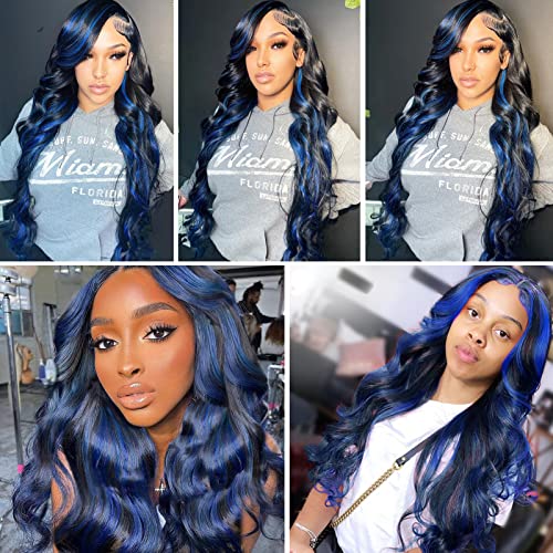 Blue human hair wig, dark shade. - Image 5