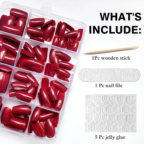 Bold red acrylic nails for a striking look. - Image 3