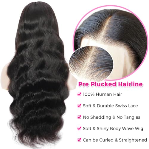 13x4 Lace Front Brazilian Human Hair Wig, Natural Black, 150% Density - Image 4