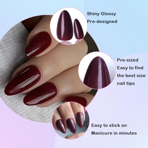 Burgundy Acrylic Nails - Image 6