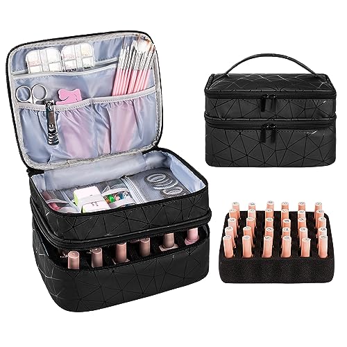 Compact Nail Polish Storage Organizer 24 Bottles with Multiple Compartments