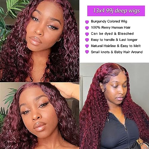 Dark Red Human Hair Lace Front Wig - Image 5