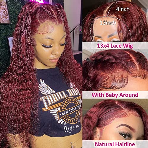 Dark Red Human Hair Lace Front Wig - Image 2