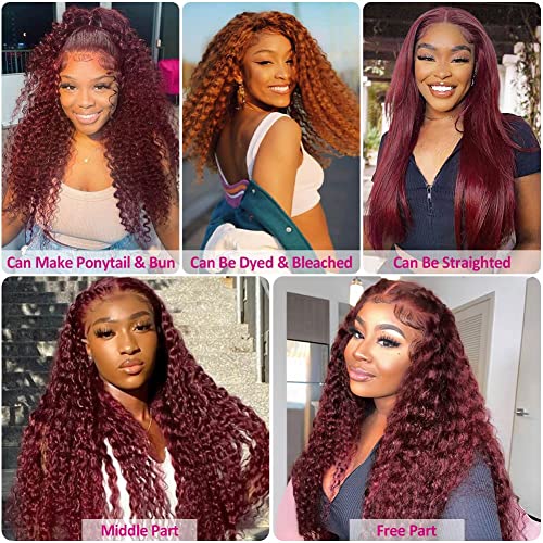 Dark Red Human Hair Lace Front Wig - Image 6