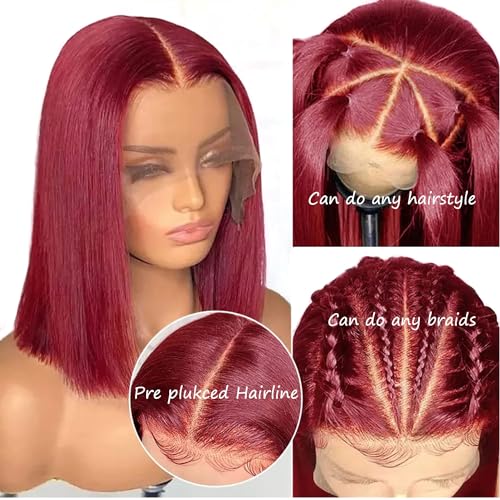 Dark Red Human Hair Wig - Image 4