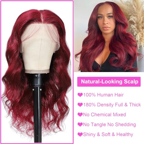 Dark Red Human Hair Wig - Image 2