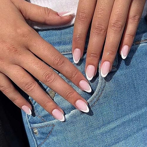 French Manicure on Oval Acrylic Nails