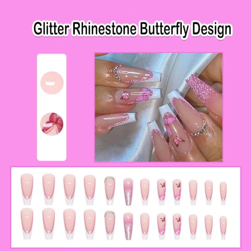 Glittery Pink Ombre Acrylic Nails - Image 2