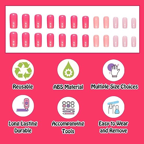 Hot Pink Short Acrylic Nails - Image 3